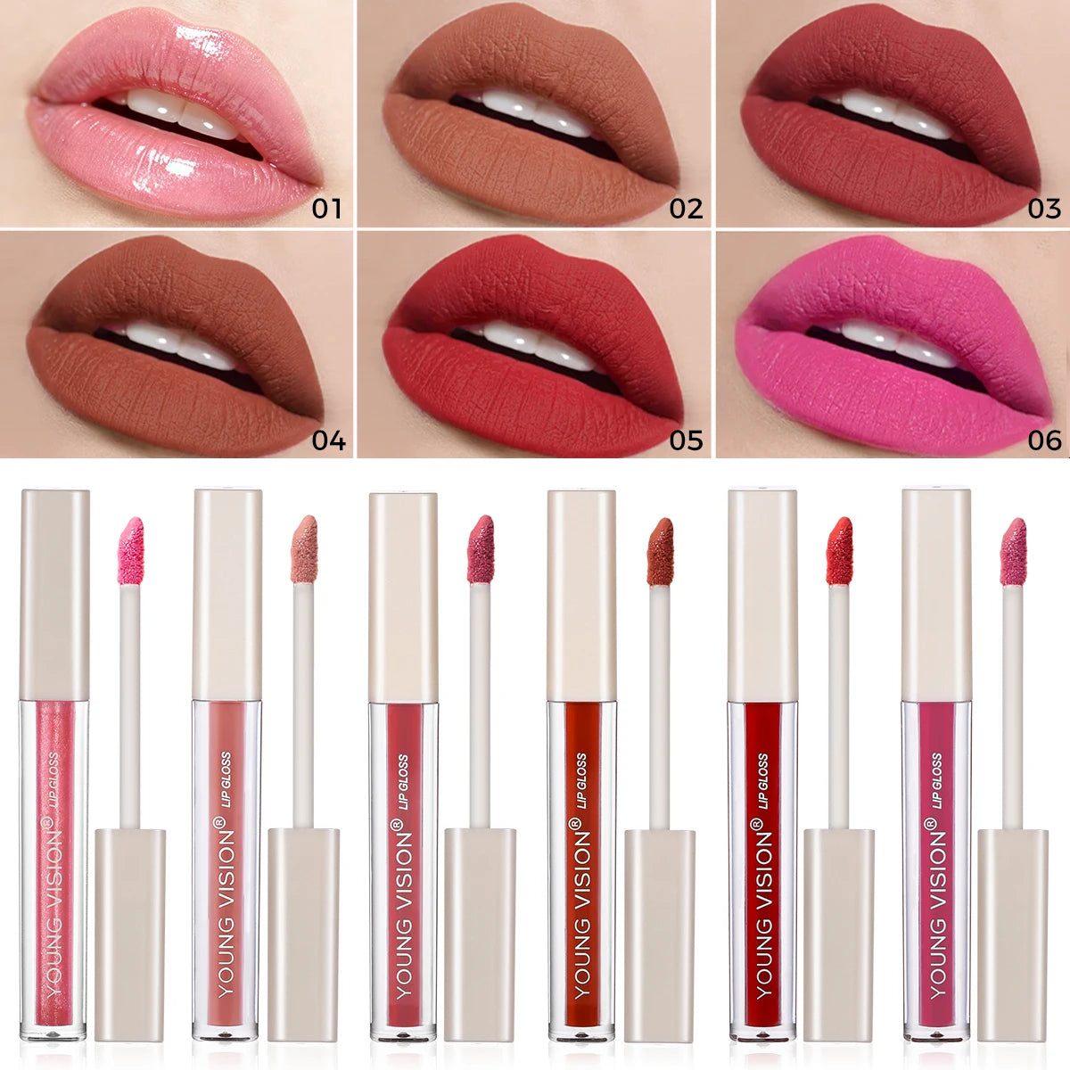 DUNUF 8 pcs matte color lasting lip gloss set three-dimensional plastic lips waterproof anti-sweat non-stick cup lipstick set