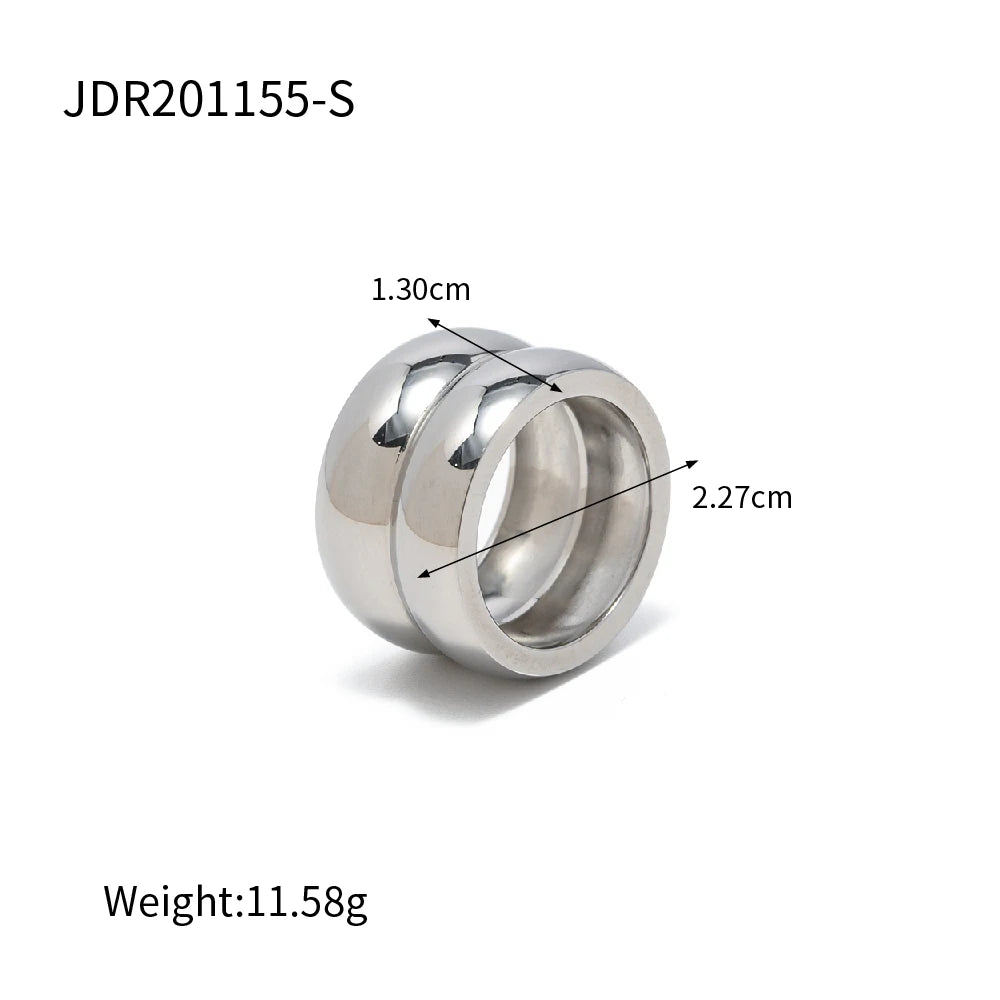 Stainless Steel Chubby Rings for Women With Zircon Shell Understated Delicate Female Engagement Jewelry