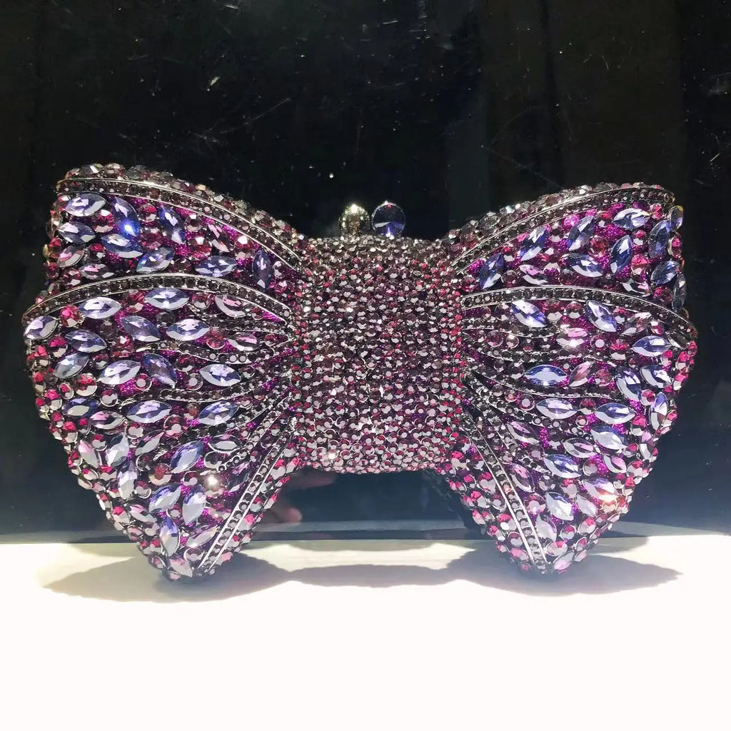 Newest Rhinestone Green/Black Clutch Purse Bow Luxury Diamond Women Red Evening Clutches Bags Wedding Bridal Bag Stones Handbags