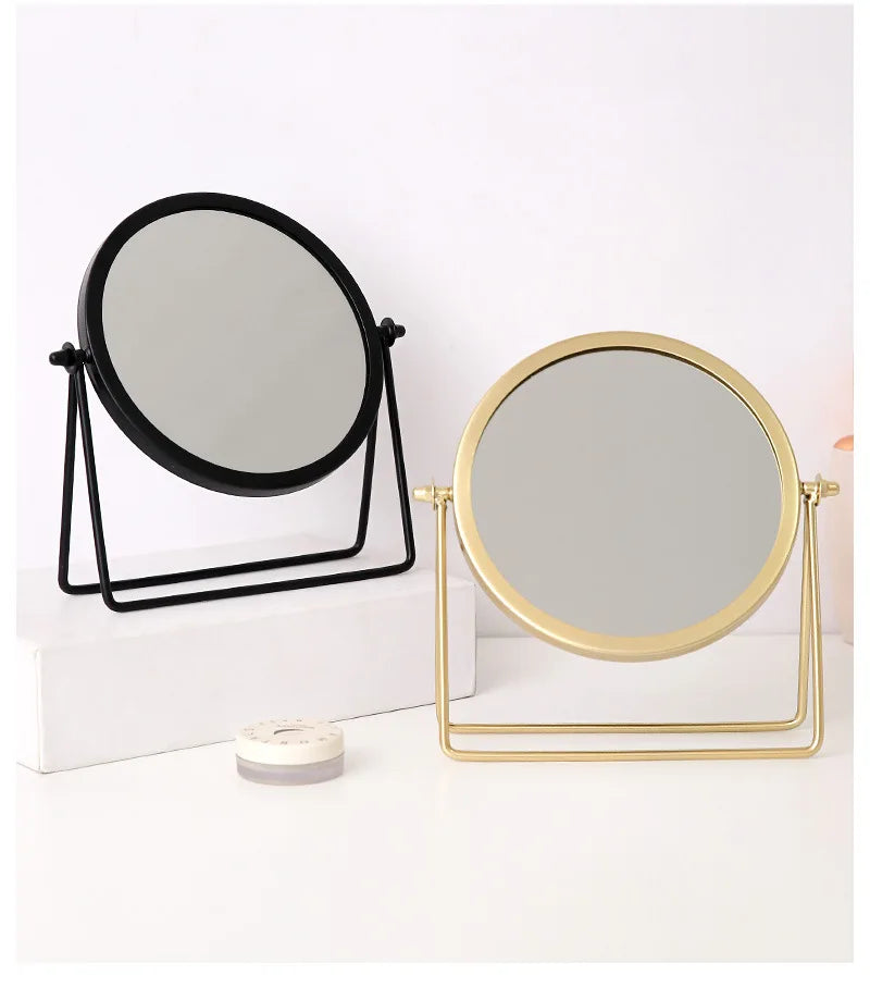 360 Degrees Rotate Iron Desktop Mirror Texture Ladies Makeup Mirror Creative Iron Mirror Strong Sense Of Style