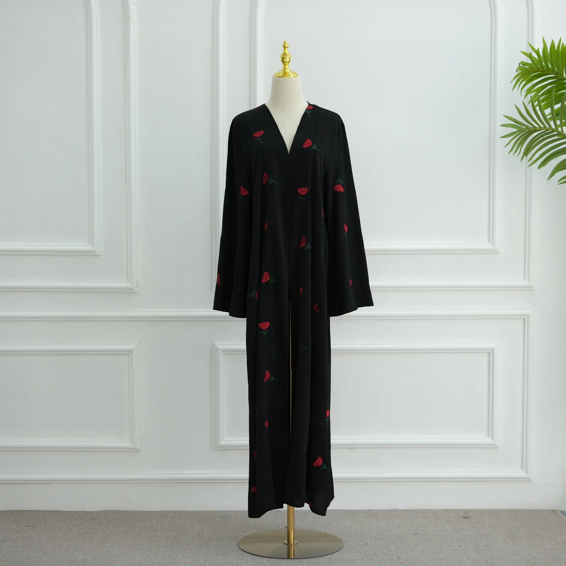 Eid Luxury Floral Embroidery Abaya Kimono Dubai Cardigan Muslim Party Dress Abayas for Women Turkish Islamic Clothes Kaftan Robe