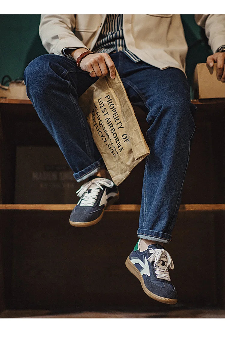 Maden Retro 70S Patchwork Upper Casual Shoes for Men Rubber Sole Lightweight Non-slip Sports Casual Sneakers Comfortable Shoes