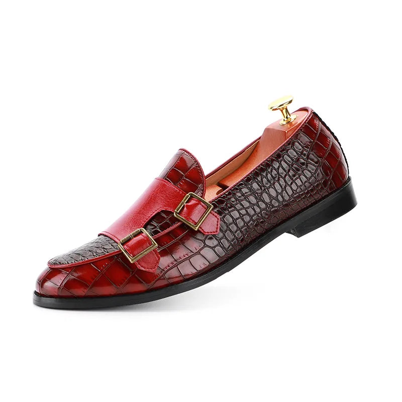 Mens Loafers Shoes Luxury Double Monk Strap Men Dress Shoes Patent Leather Designer Shoes Men High Quality Office 2025 Business