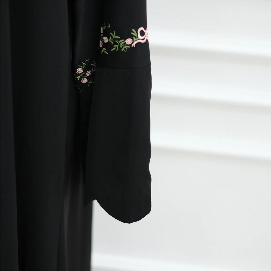 Embroidery Open Abaya and Hijab 2 Piece Set Muslim Dress Abayas for Women Dubai Luxury Islamic Clothing Kaftan Robe Ramadan Eid