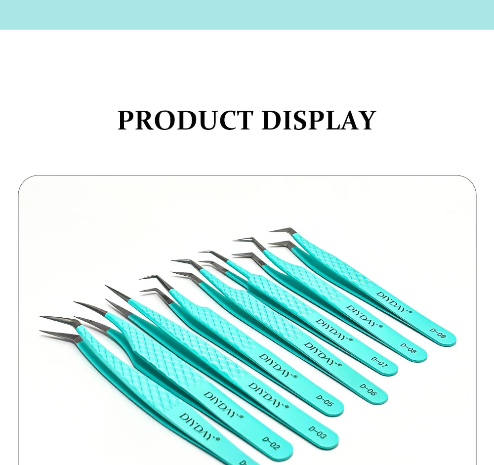 DIYDAY Anti-Slip Tweezers, High-Density Fiber Tip for Eyelash Extensions & Eyebrow, Professional Precision Beauty Tools