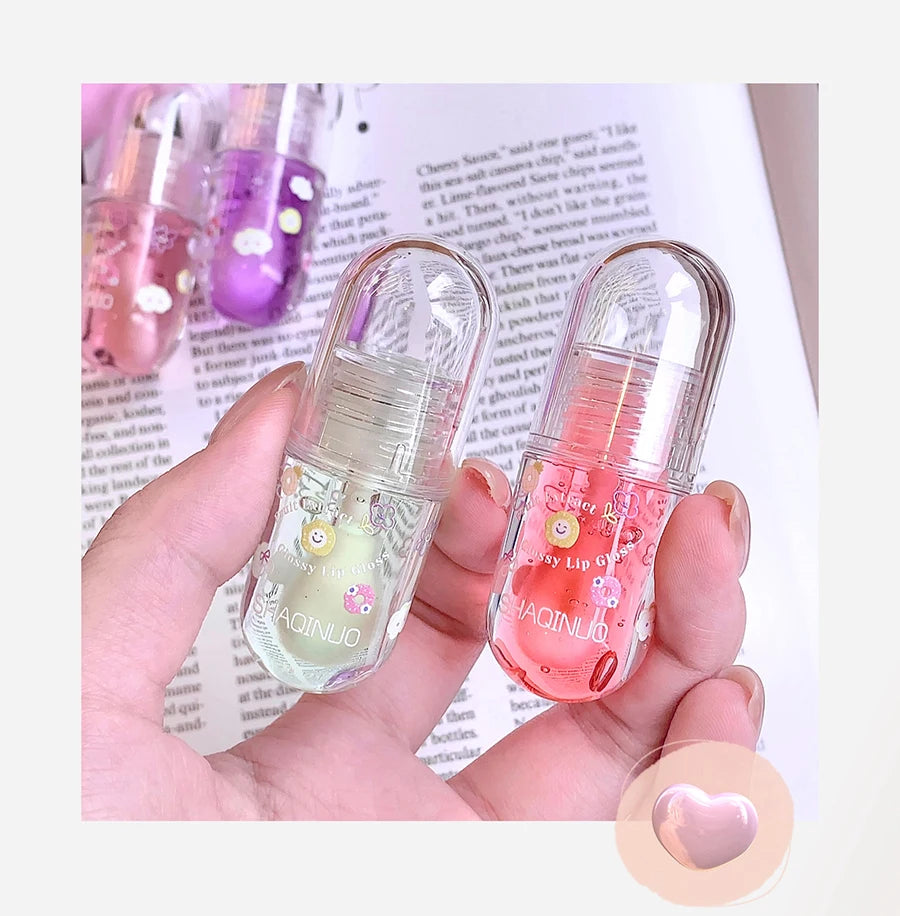 1/3Pcs Fruit Lip Oil Set Transparent Jelly Mirror Water Lip Gloss Nourishing Moisturising Anti-Dry Lips Plumping Makeup Lip Care