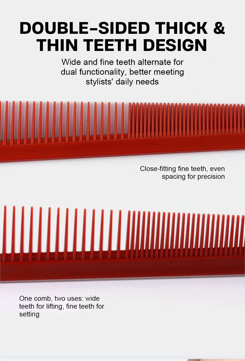 2pcs Set Professional Barbershop Hairdressing Dense Teeth Comb Anti-Static Edge Corner Comb Flat Haircut Styling Trimming Tools