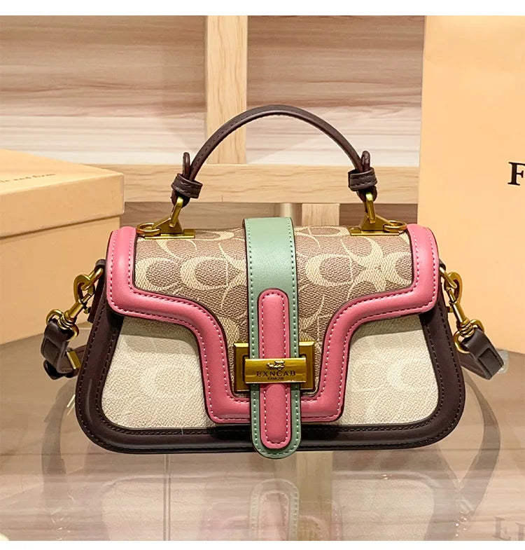 Light luxury niche design contrasting color saddle bag 2025 new high-end handbag versatile single shoulder crossbody bag
