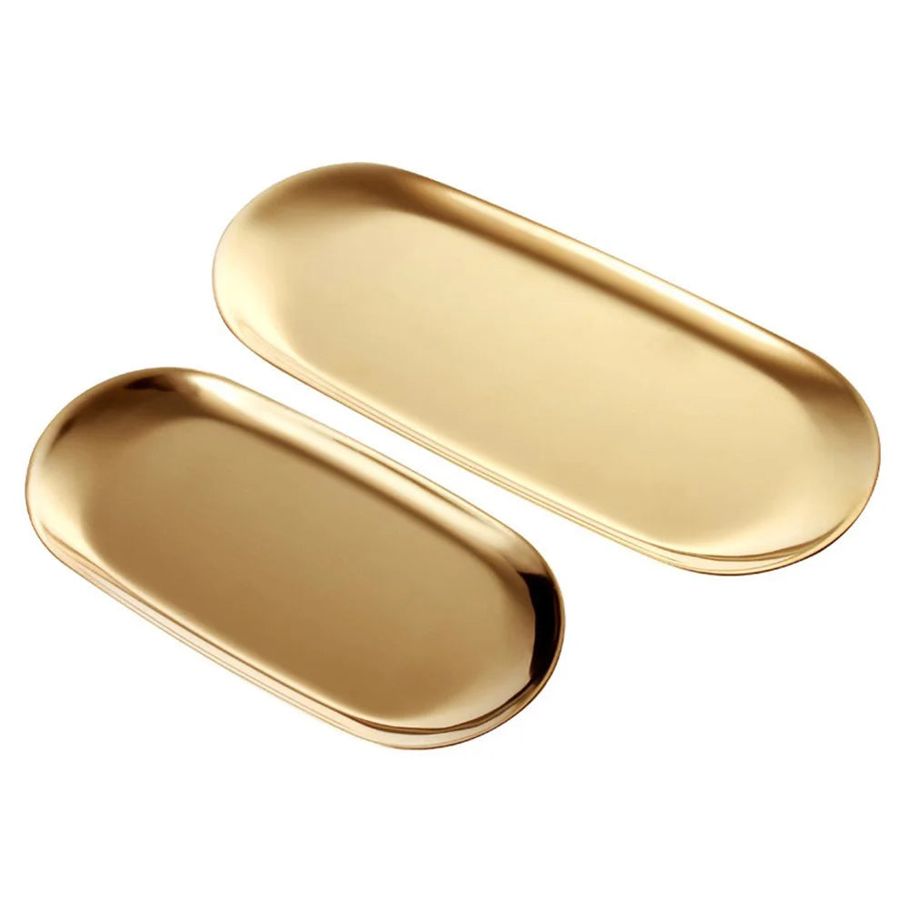 1pcs Stainless Steel Tray Decoration Storage Tray Earrings Sorting Tray Multi Size Bathroom Bedroom Storage Accessory Rust Proof