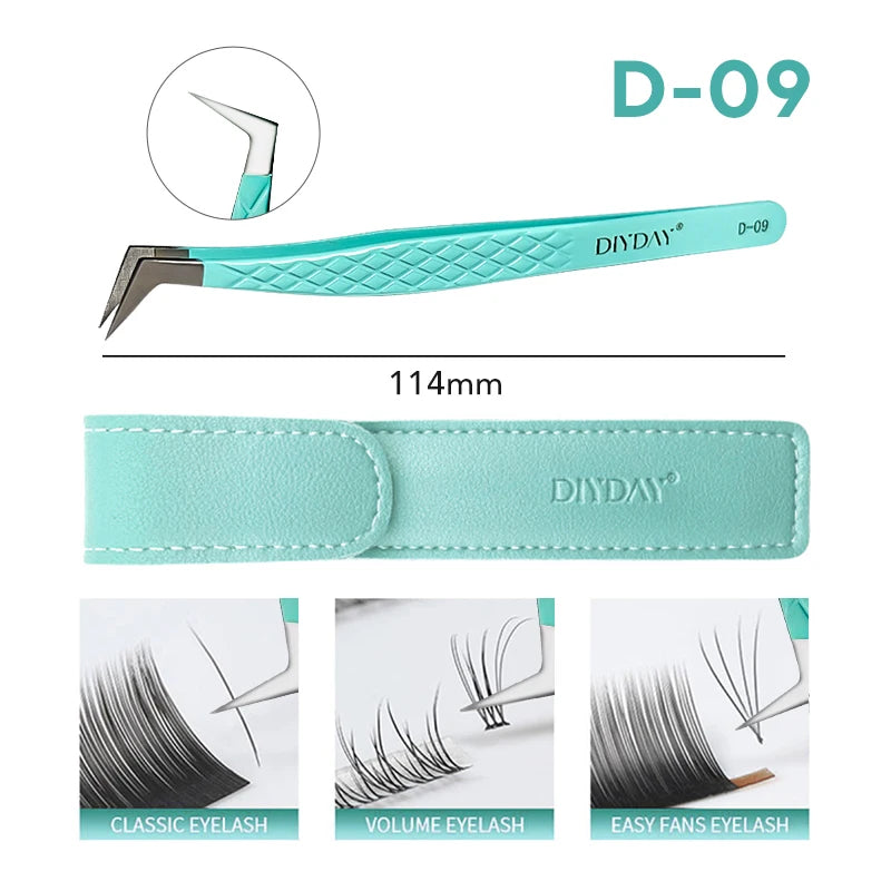 DIYDAY Anti-Slip Tweezers, High-Density Fiber Tip for Eyelash Extensions & Eyebrow, Professional Precision Beauty Tools