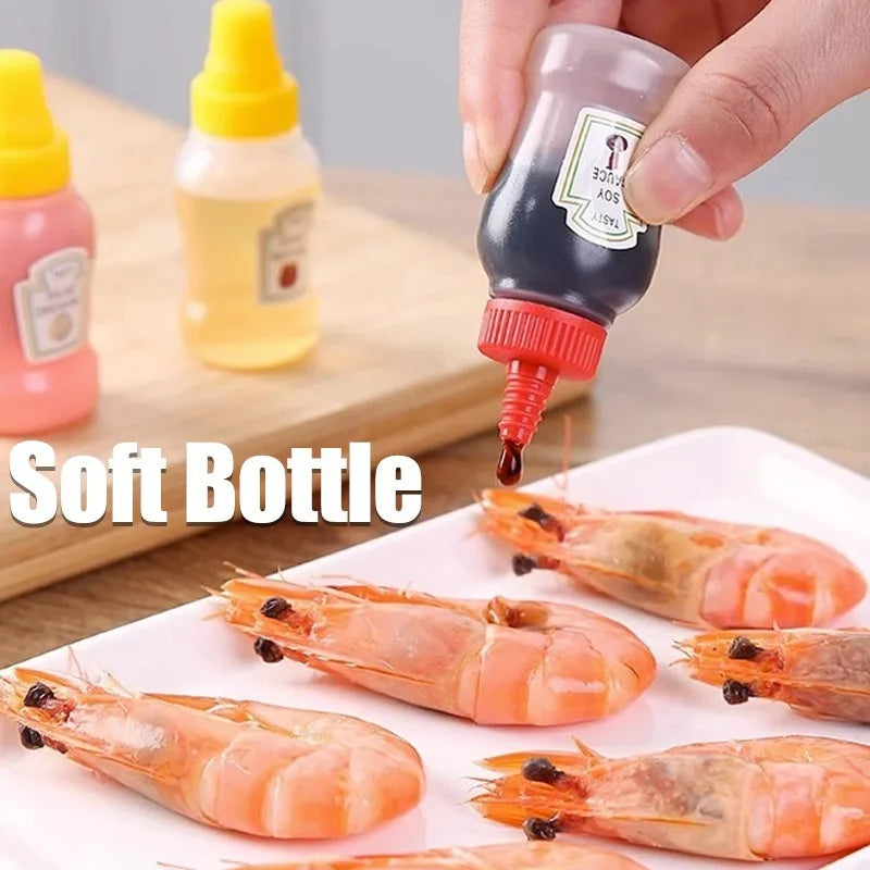 36/4x Mini Condiment Bottles Plastic Oval Squeeze Containers for Sauces Honey Salad Dressing Lunchbox Squeezable Containers Jars