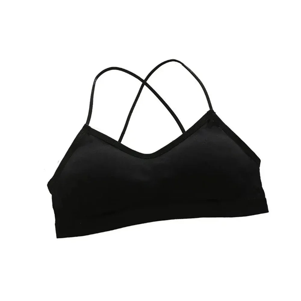 3PCS/Set Sports Bra Women's Cross Shoulder Strap Sports Bra Yoga Navel Top Gym Fitness Tube Top Breathable Beauty Sexy Bra Back