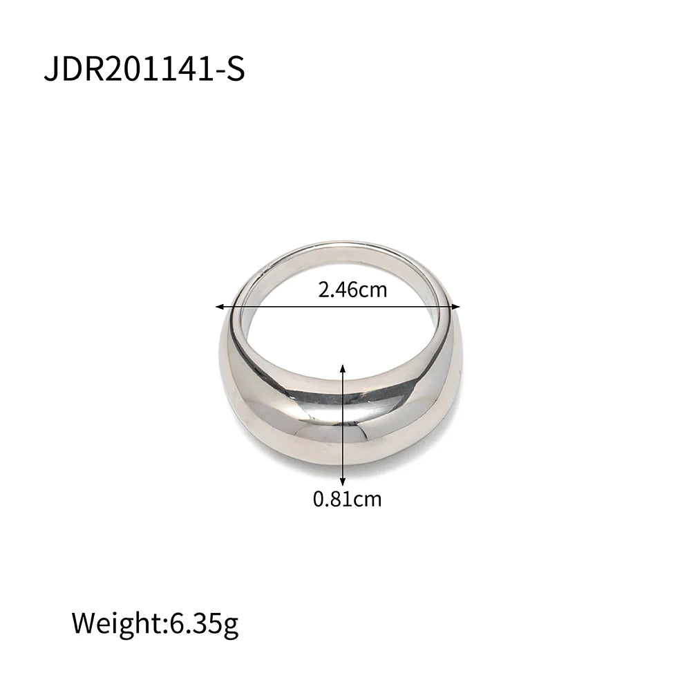 Stainless Steel Chubby Rings for Women With Zircon Shell Understated Delicate Female Engagement Jewelry