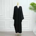 Luxury Dubai Abaya with Beaded Bow Modest Dress for Muslim Women Elegant Open Front Cover Cardigan Fashion Plain Turkey Outfit
