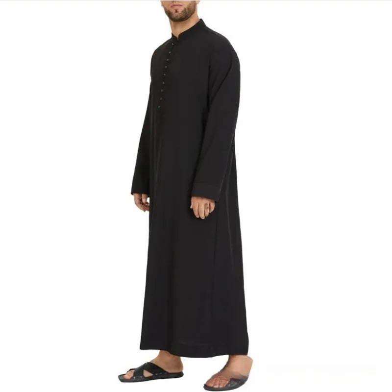 2026 Arab Middle East Men's Robe Loose Stand-up Collar New Round Neck Robe