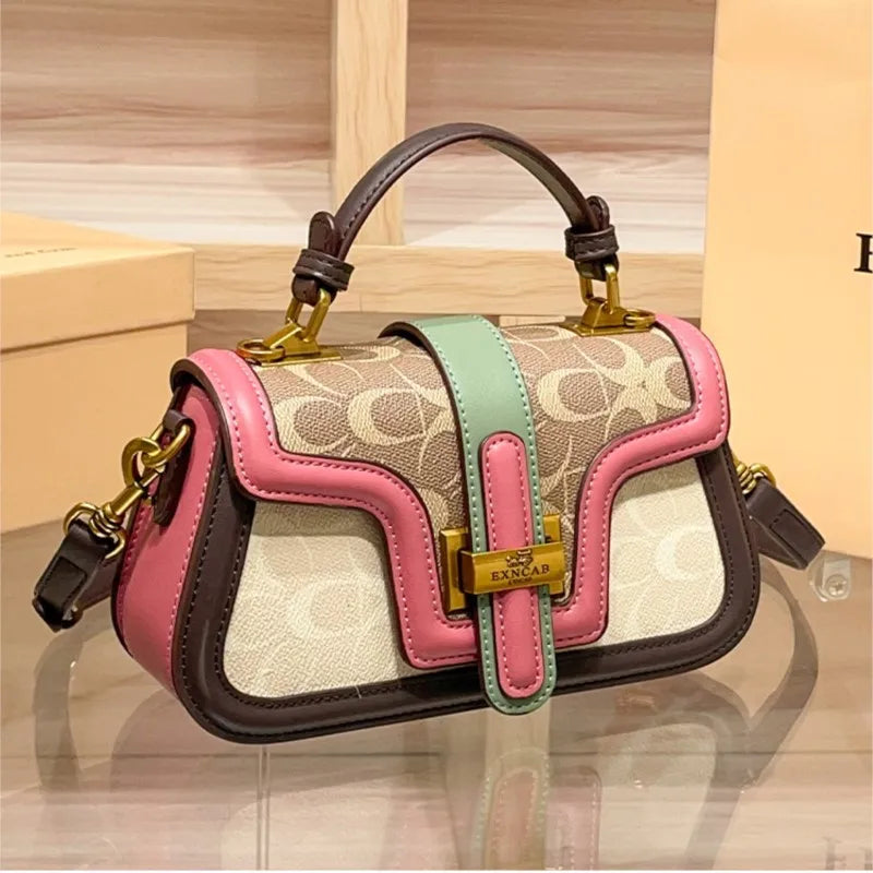 Light luxury niche design contrasting color saddle bag 2025 new high-end handbag versatile single shoulder crossbody bag