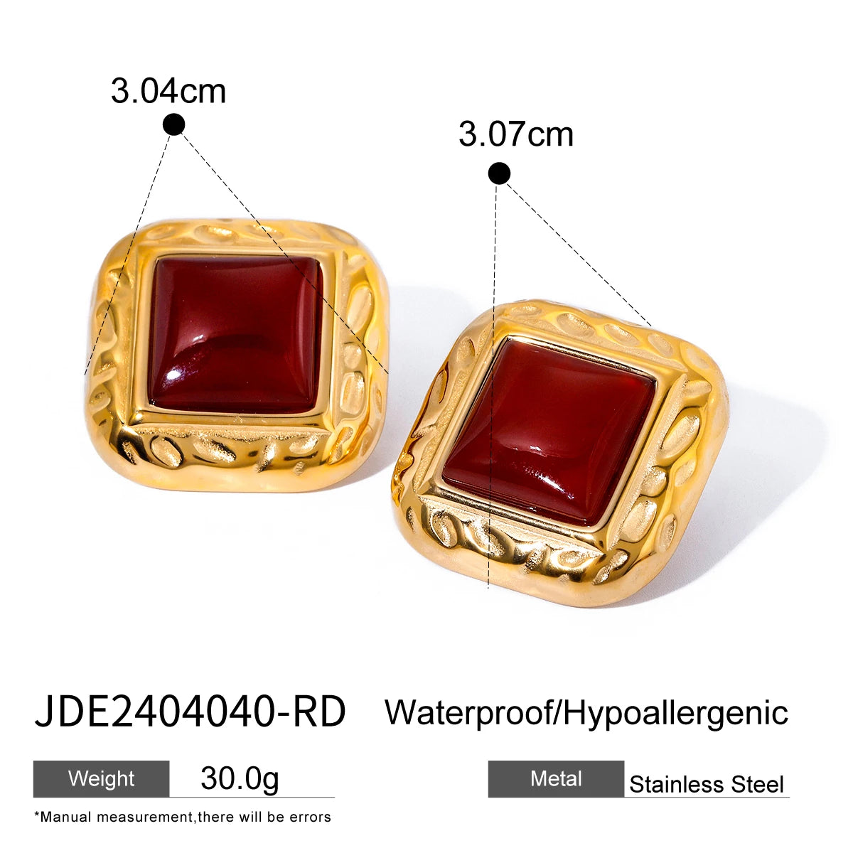 Uworld Vintage Minimalist Stainless Steel Elegant Stud Earrings for Women Waterproof 18k Gold Color Texture Metal Distinctive