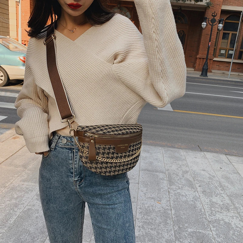 New Fashion Leopard Women Waist Bag Female Phone Purses Ladies Chest Wide Strap Crossbody Shoulder Bags Small Chain Fanny Packs