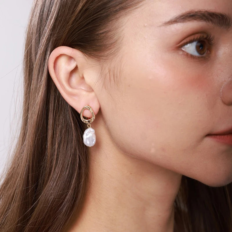 Pearl Drop Dangle Earrings For Women Vintage Sweet Baroque Pearl Earring Wedding Party Jewelry Accessories Christmas Gift Mujer