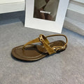 Genuine Leather Retro Clip Toe Roman Sandals Women Summer Fashion Flat Shoes Sexy T-Strap Flip Flops Casual Beach Slippers Women