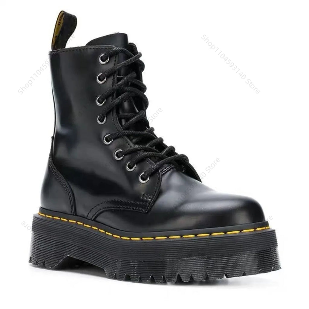 Minimalist Women Boots Casual Shoes Leather Chelsea ladies Classic Punk Female Goth Shoes High Platform Boots Women Botas Mujer