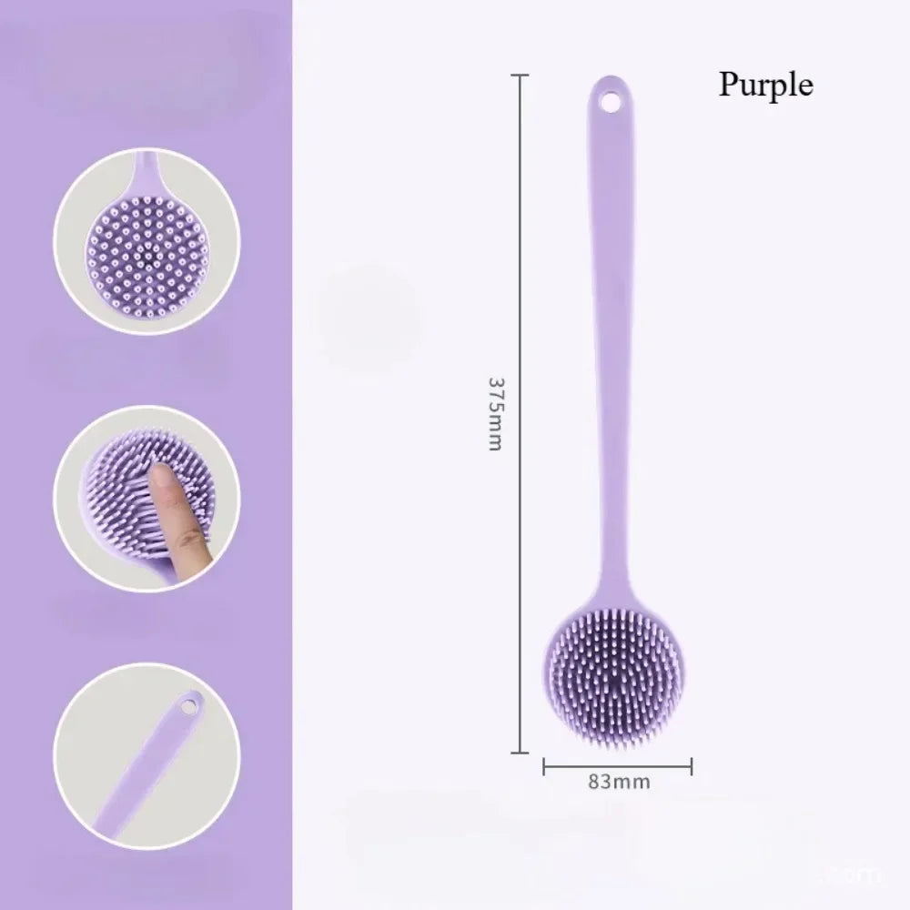 Soft Back Scrubber Brush Silicone Skin Massager Bath Shower Scrubbing Brush with Handle Body Wash Exfoliating Scrub Bath Supplie