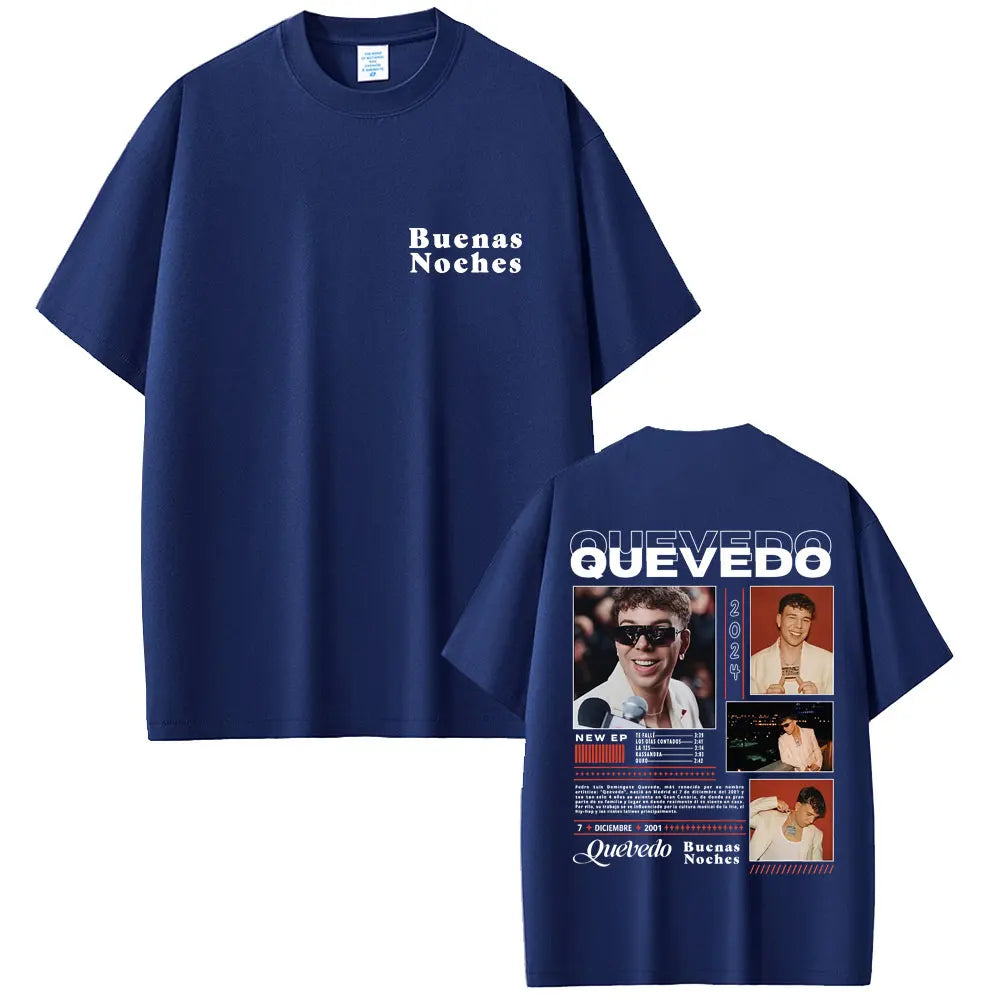 Rapper Quevedo Buenas Noches T-shirt Men Women Hip Hop Fashion Street Crewneck T Shirts Men's Cotton Casual Vintage Tee Shirt