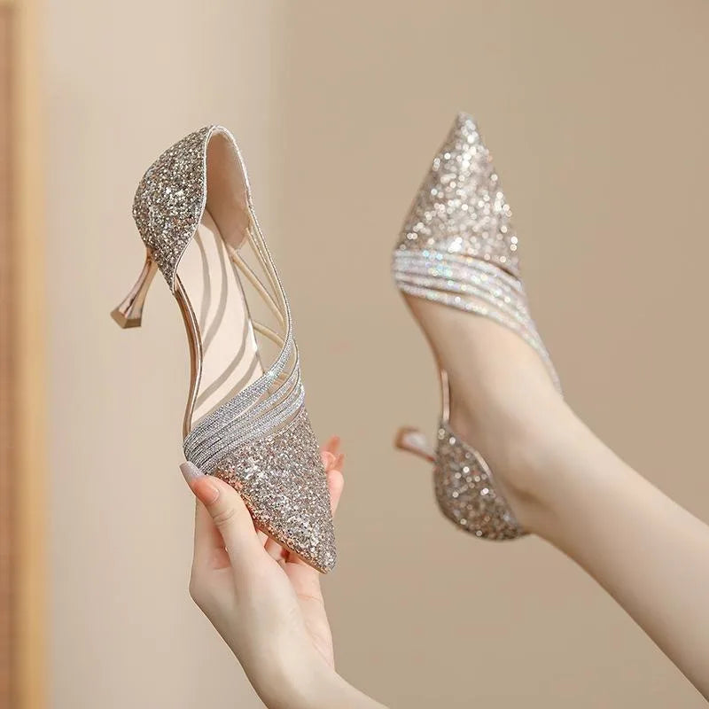 Fashion Sexy Ladies Party Sandals High Heels 2025 Pointed Toe Shin Women Pumps Summer Hot Sale Sandals 34-43 Sandalias De Mujer