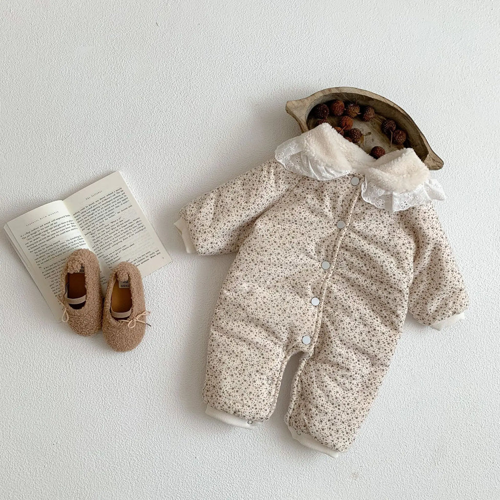 2025 Winter Plush Thicken Baby Romper Toddler Girls Boys Jumpsuit One-Pieces Bodysuits Baby Padded Thickened Crawling Suit