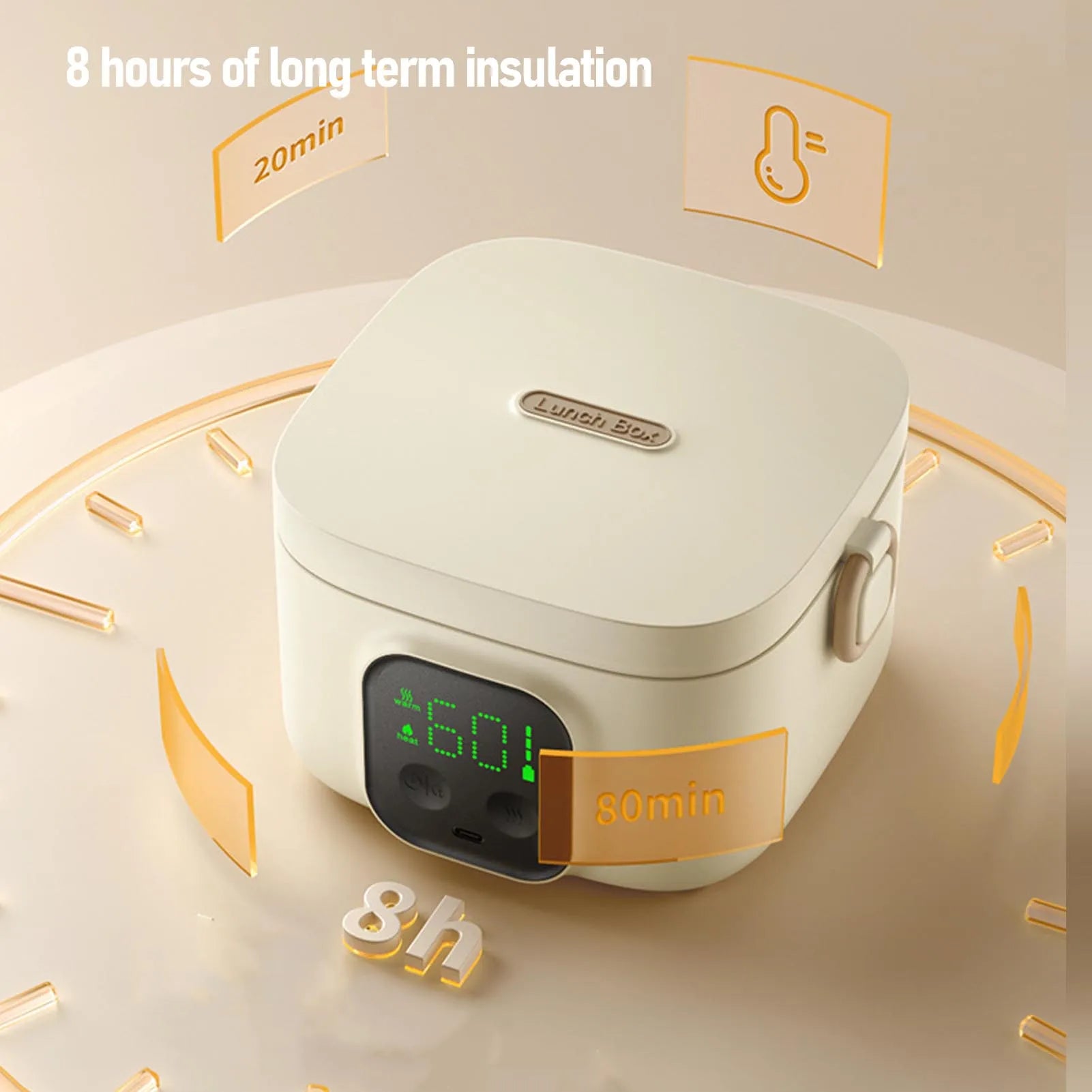 Electric Lunch Box Food Warmer Rechargeable 500ml Insulation Mode Portable Intelligent Constant Temperature Bowl for Camping