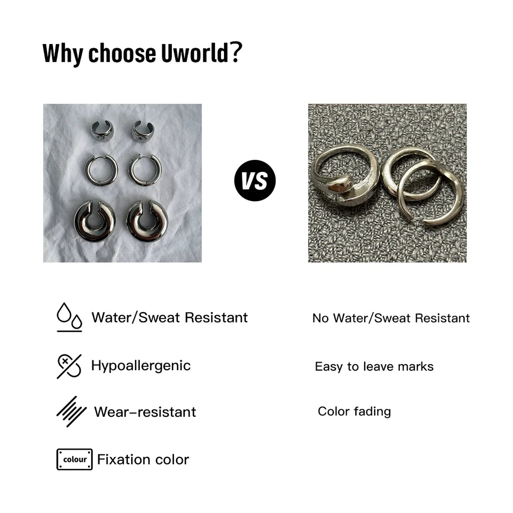 Uworld Minimalist White Zircon Geometric Pendant O-Chain Necklace Stainless Steel Stackable Chain Heart Pendant Necklace Women's