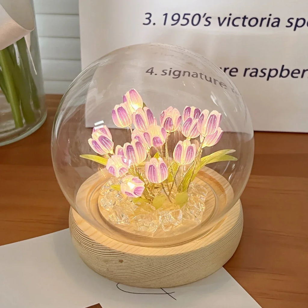 LED DIY Handmade Mini Tulip Night Light Materials Cute Home Decor Birthday Gift For Girl Family Friend Child Christmas Ornament
