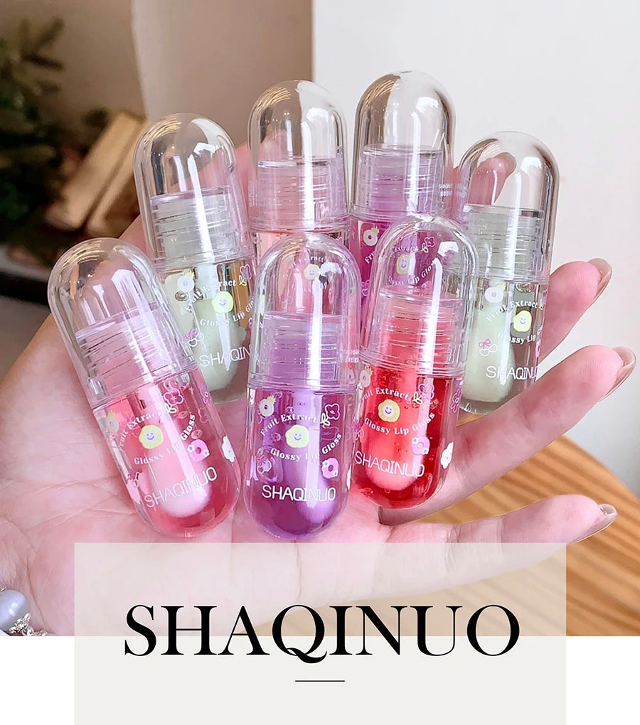 1/3Pcs Fruit Lip Oil Set Transparent Jelly Mirror Water Lip Gloss Nourishing Moisturising Anti-Dry Lips Plumping Makeup Lip Care