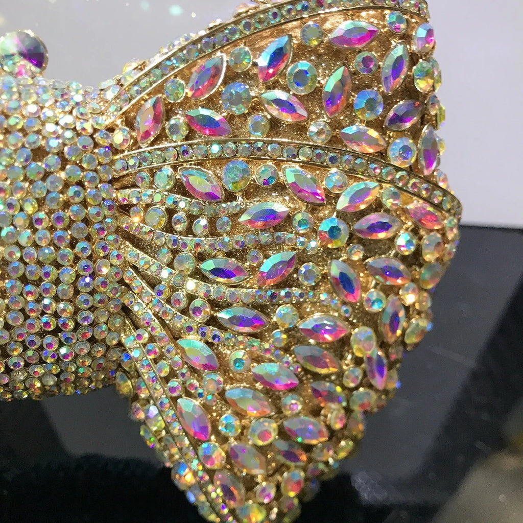 Newest Rhinestone Green/Black Clutch Purse Bow Luxury Diamond Women Red Evening Clutches Bags Wedding Bridal Bag Stones Handbags