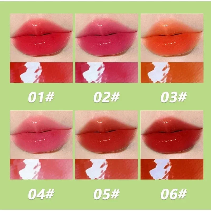 6Pcs Water Glow Jelly Moisturizing Lip Gloss Set Transparent Lip Glaze Oil Hydrating Lip Plumper Liquid Lipstick Lips Cosmetic
