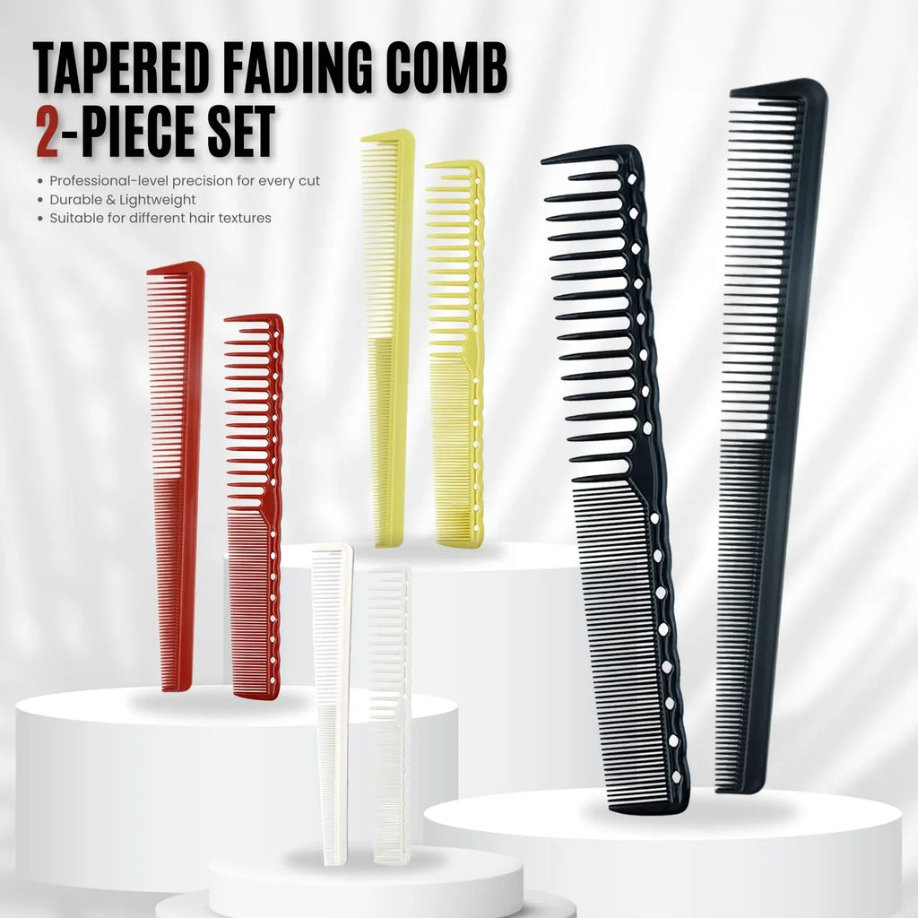 2pcs Set Professional Barbershop Hairdressing Dense Teeth Comb Anti-Static Edge Corner Comb Flat Haircut Styling Trimming Tools