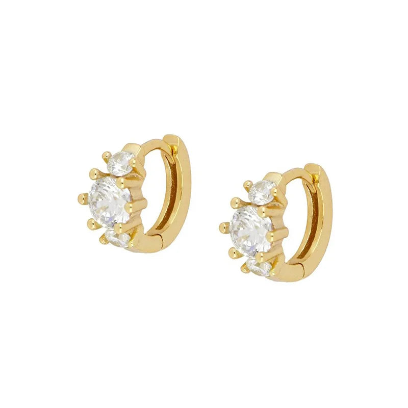 Vintage Stainless Steel Zircon Star Hoop Earrings for Women French Design 18K Gold Plated Chain Earring Punk Unisex Rock Jewelry
