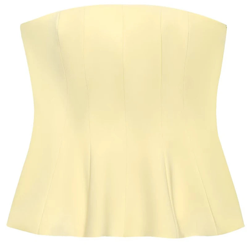 HXAO Corset Tube Top Women Summer 2025 White Pink Blue Yellow Black Top Bustier Ruffled Vests Cute Sleeveless Backless Tank Top