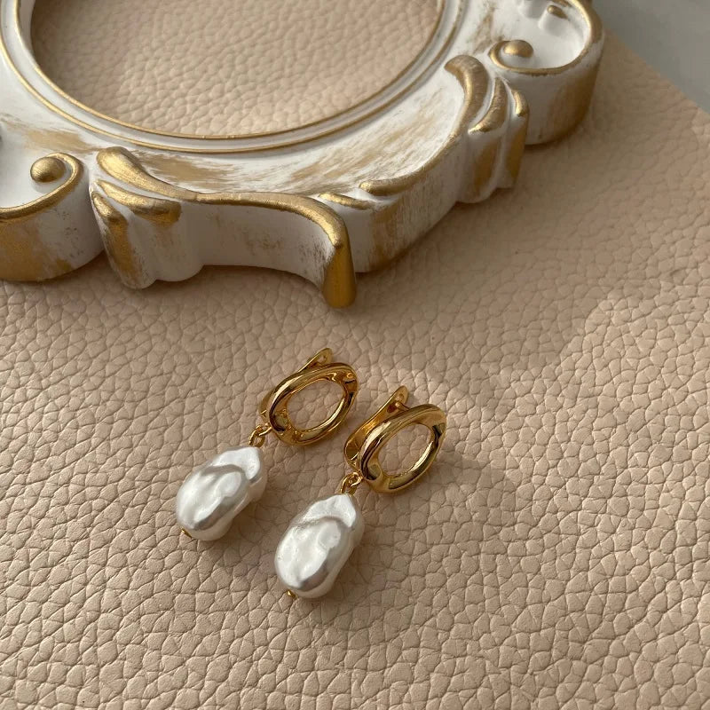 Pearl Drop Dangle Earrings For Women Vintage Sweet Baroque Pearl Earring Wedding Party Jewelry Accessories Christmas Gift Mujer