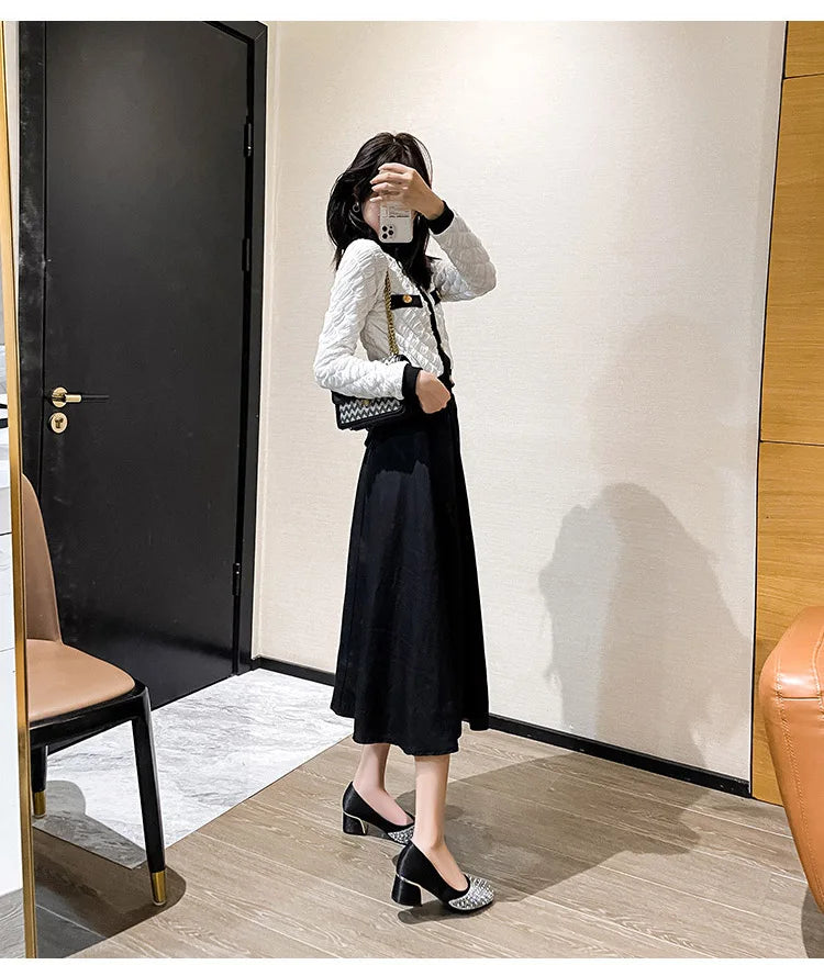2025 Spring Summer Women Fashion Pumps New OL Party Square Casual High Heels Shoes Ladies Rhinestone Pearl Loafers 35-43
