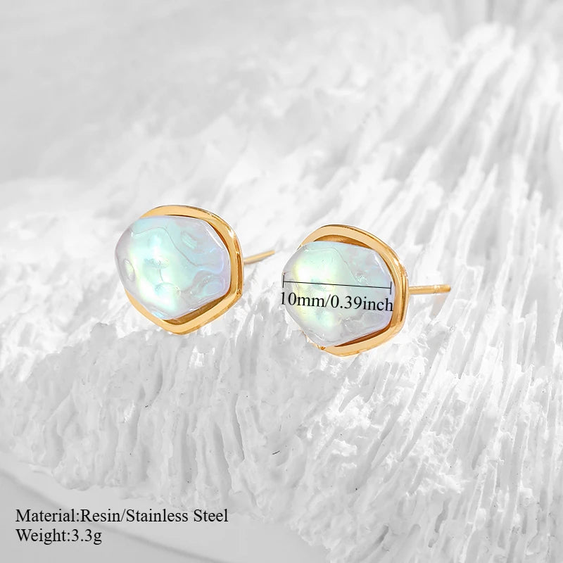 PAPERPLUS | Mint Green Dangle Earrings Stainless Steel Women Summer Charm Jewelry Resin Fashion Wholesale