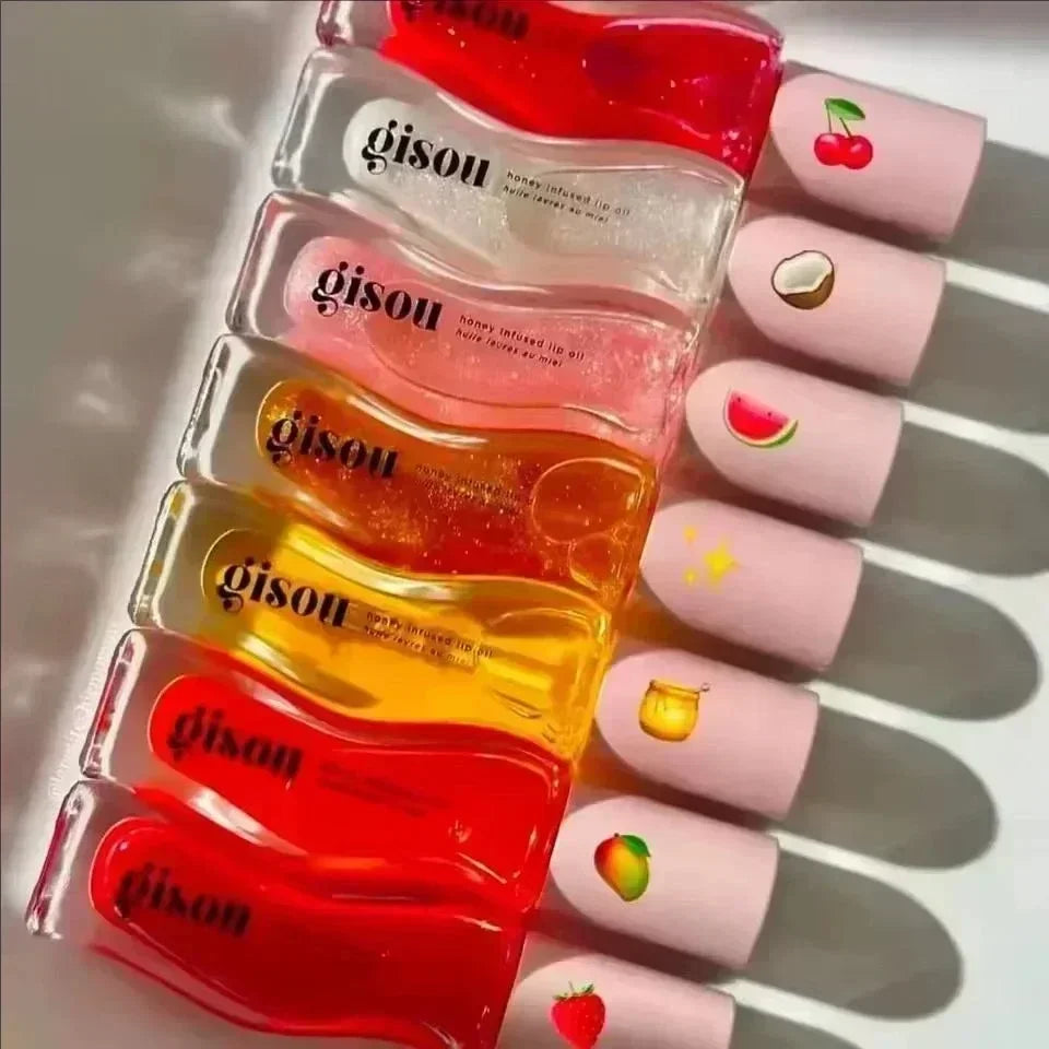 2025 Original Gisou Honey Watermelon Strawberry Essence Lip Oil Moisturizing Reduce Lip Lines Exfoliating Liquid Lip Gloss Care