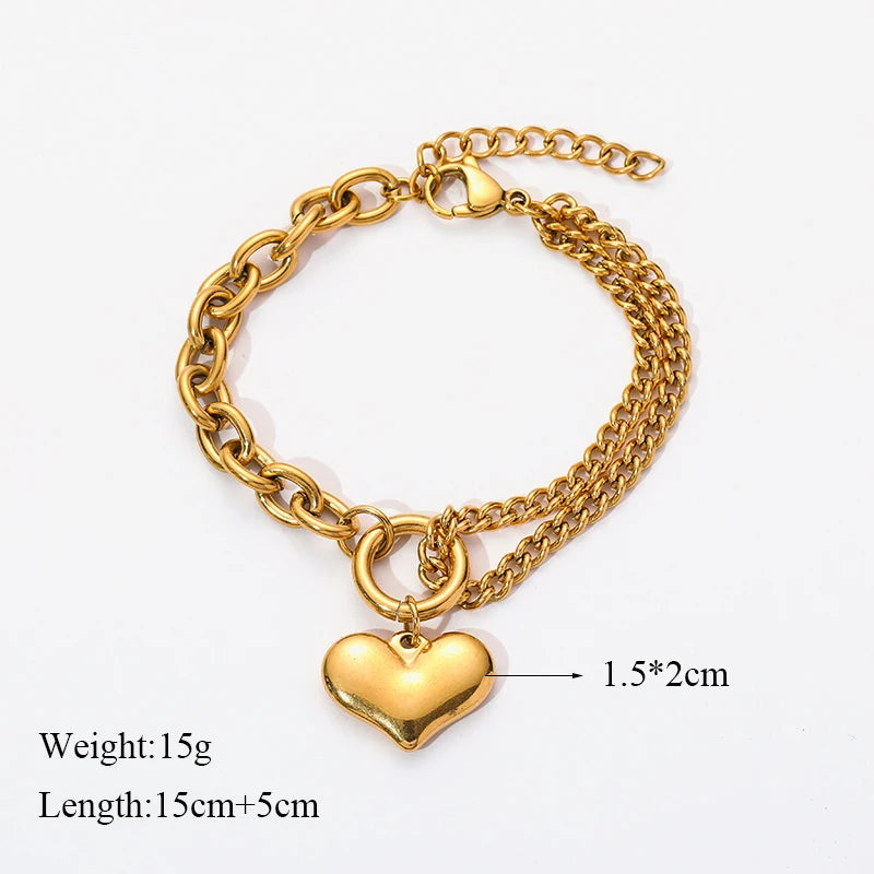 EILIECK 316L Stainless Steel Gold Color Starfish Moon Star Charm Bracelet For Women New Trendy Wrist Chain Jewelry Gift Party