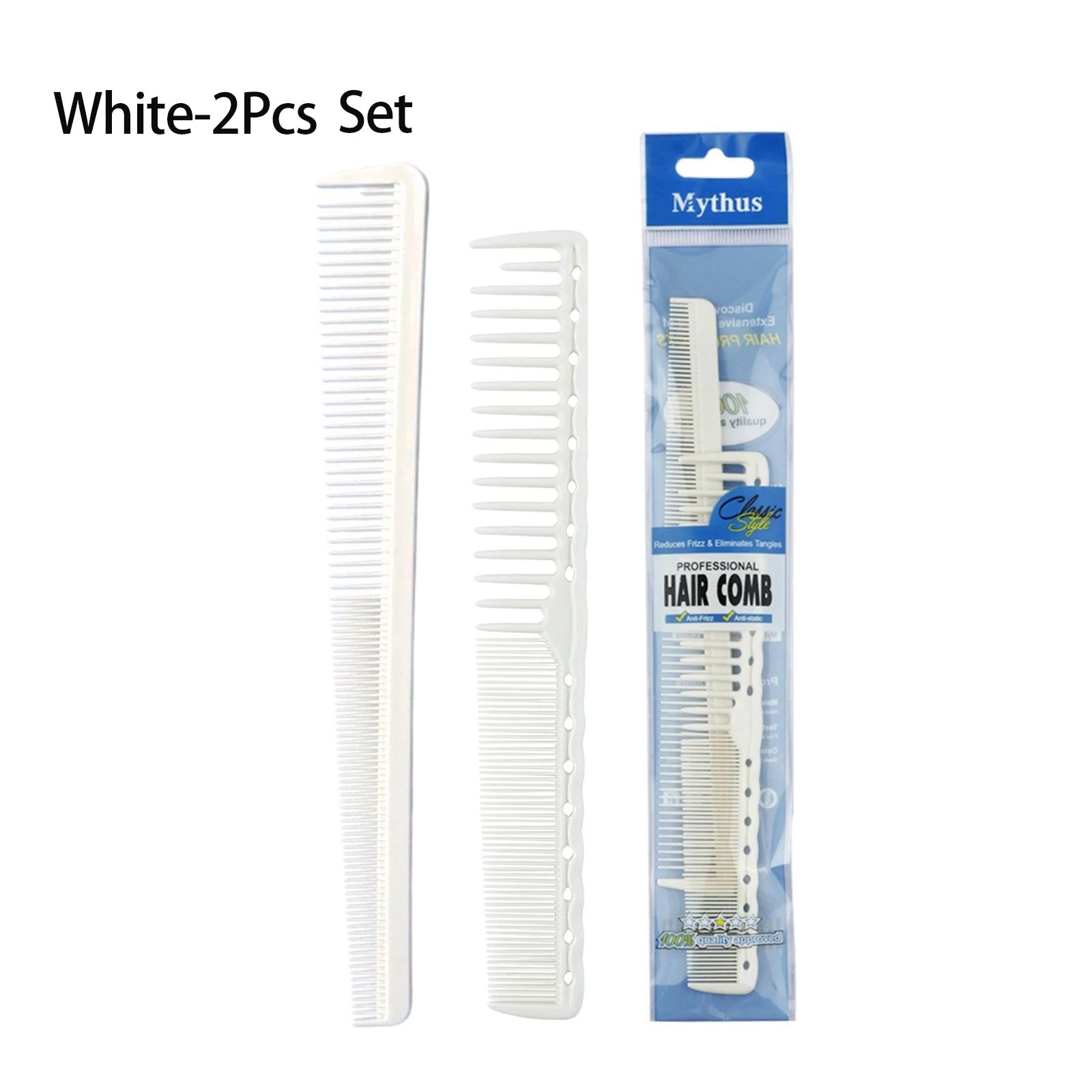 2pcs Set Professional Barbershop Hairdressing Dense Teeth Comb Anti-Static Edge Corner Comb Flat Haircut Styling Trimming Tools