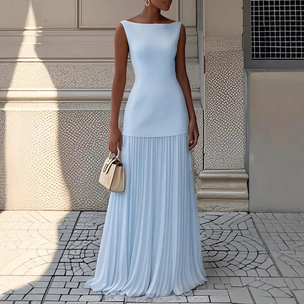 2025 Spring and Autumn Fashion Elegant Dress Party Vest Overskirt Pleated Women's Two-piece Set