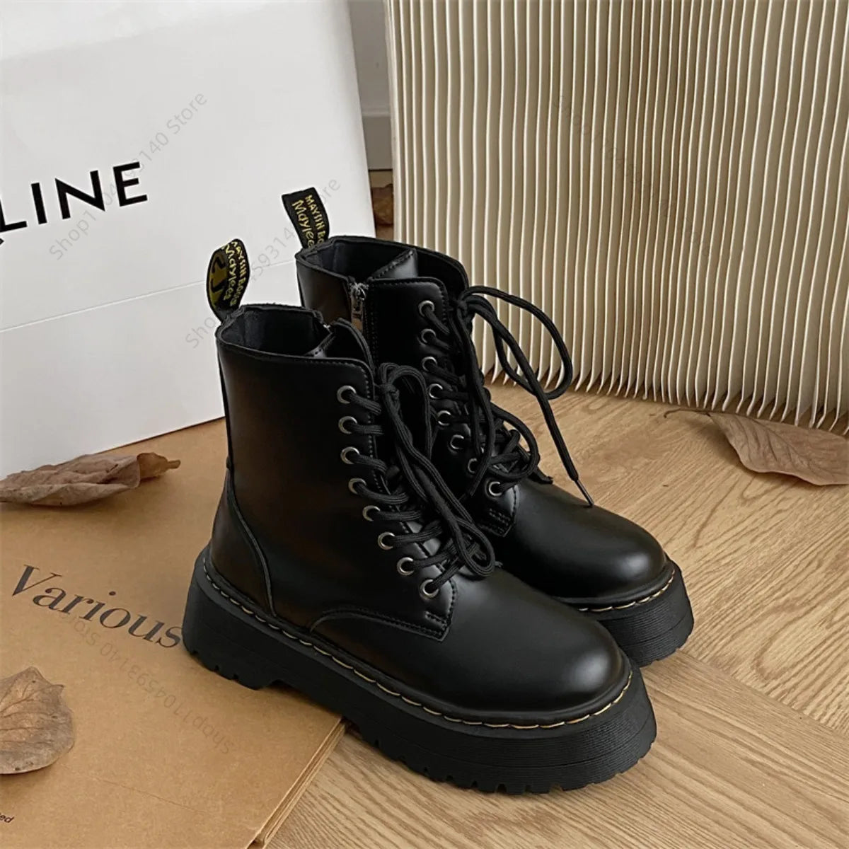 Minimalist Women Boots Casual Shoes Leather Chelsea ladies Classic Punk Female Goth Shoes High Platform Boots Women Botas Mujer