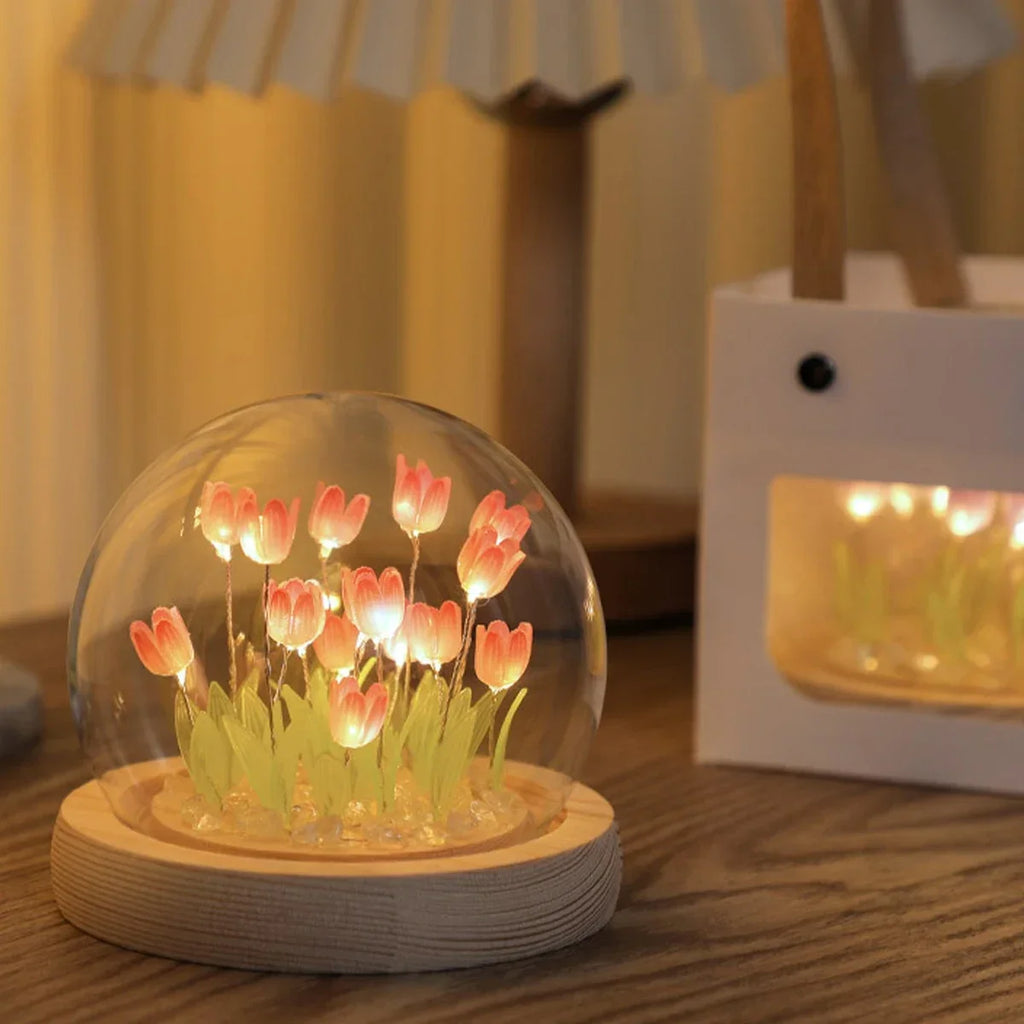 LED DIY Handmade Mini Tulip Night Light Materials Cute Home Decor Birthday Gift For Girl Family Friend Child Christmas Ornament