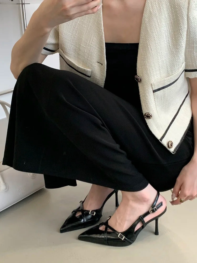 Eilyken Street Style Buckle Strap Women Pumps Pointed Toe Thin High Heels Banquet Slingback Party Shoes Zapatos De Mujer