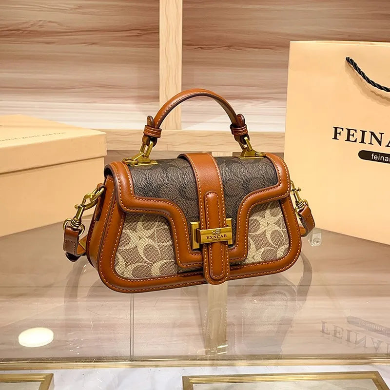 Light luxury niche design contrasting color saddle bag 2025 new high-end handbag versatile single shoulder crossbody bag