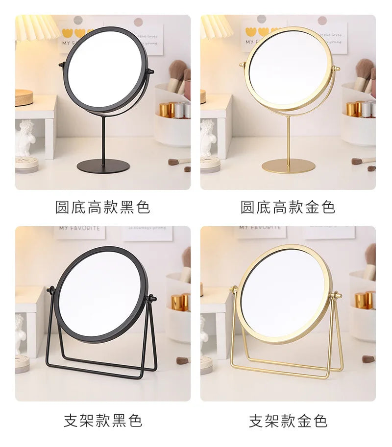 360 Degrees Rotate Iron Desktop Mirror Texture Ladies Makeup Mirror Creative Iron Mirror Strong Sense Of Style